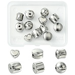 12Pcs 6 Styles 304 Stainless Steel European Style Clasps, Mixed Shapes, Stainless Steel Color, 8.5~10x6.8~10x6.8~10mm, Hole: 1.8mm, 2pcs/style(STAS-CJ0002-77)
