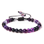 Natural Amethyst Round Bead Adjustable Braided Bracelets, 6mm(UO3136-3)
