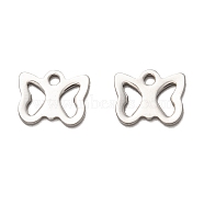 201 Stainless Steel Charms, Laser Cut, Hollow, Butterfly, Stainless Steel Color, 10x8.5x1mm, Hole: 1.4mm(STAS-I172-41P)