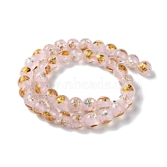 Handmade Gold & Silver Foil Lampwork Beads, Round, Pink, 10~10.5mm, Hole: 1.6~1.8mm, about 40pcs/strand, 14.57 inch(37cm)(GLAA-G107-07B-12)