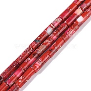 Dyed Synthetic Imperial Jasper Beads Strands, Column, Cerise, 17x6mm, Hole: 1.5mm, about 24pcs/strand, 16.14''(41cm)(G-P529-D01-A03)