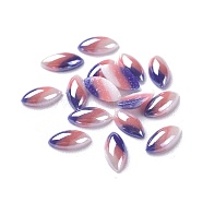 Opaque Glass Cabochons, Stripe Pattern, Tri-color Stripe, Horse Eye, Colorful, 8x4x2mm(GGLA-S038-03F-4x8)