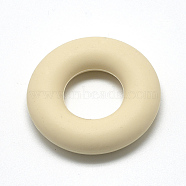 Food Grade Eco-Friendly Silicone Beads, Chewing Beads For Teethers, DIY Nursing Necklaces Making, Donut, Wheat, 42x9mm, Hole: 20mm(SIL-Q006-11)