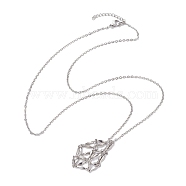 Crystal Stone Cage Pendant Necklaces, 304 Stainless Steel Cable Chain Necklaces , Stainless Steel Color, 23.43 inch(59.5cm)(NJEW-JN04756-03)