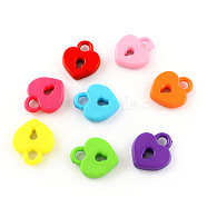 Opaque Acrylic Pendants, Heart Lock, Mixed Color, 20.5x18x4.5mm, Hole: 4mm(X-SACR-Q159-M)