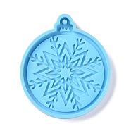 Christmas Ball with Snowflake Pendant Silicone Molds, Resin Casting Molds, for UV Resin, Epoxy Resin Craft Making, Deep Sky Blue, 87x75x8mm, Hole: 3mm(DIY-K051-20)