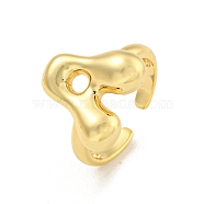 Brass Letter Open Cuff Rings for Women, Adjustable, Real 18K Gold Plated, Letter A, 15~16.5x7~16.5mm(RJEW-G313-01A-G)