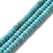 Natural Howlite Beads Strands, Dyed, Rondelle, Turquoise, 6x4mm, Hole: 1.2mm, about 87pcs/strand, 15.79 inch(40.1cm)(G-C025-09B)