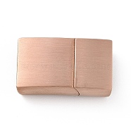 Ion Plating(IP) 304 Stainless Steel Rectangle Magnetic Clasps with Glue-in Ends, Rose Gold, 20x12x5mm, Hole: 10x3mm(STAS-E089-42RG-A)