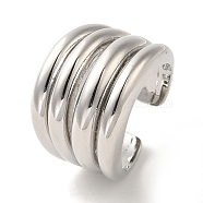 Rack Plating Brass Cuff Rings, Long-Lasting Plated, Lead Free & Cadmium Free, Platinum, Adjustable(RJEW-H228-16P-01)