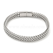 Tarnish Resistant 201 Stainless Steel Wheat Chain Bracelets with Magnetic Clasps for Women and Men, Stainless Steel Color, 8-7/8 inch(22.5cm)(BJEW-F473-07P-03)