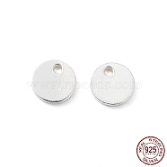 925 Sterling Silver Charms, Blank Flat Round, Silver, 4x0.5mm, Hole: 0.7mm(STER-F053-11S)