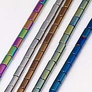 Electroplate Non-magnetic Synthetic Hematite Beads Strands, Column, Grade A, Mixed Color, 2.75x2mm, Hole: 1mm, about 135pcs/strand, 16 inch(G-J162-A-M)