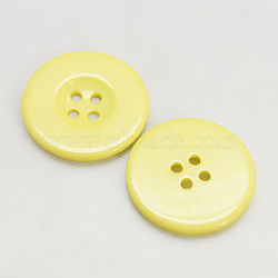 Resin Buttons, Dyed, Flat Round, Yellow, 13x2mm(RESI-D033-13mm-07)