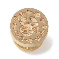 Golden Plated Round Shaped Wax Seal Brass Stamp Head, for Wax Seal Stamp, Constellation, Scorpio, 15x14mm, Hole: 7mm(STAM-K002-01G-10)