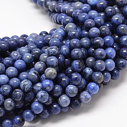 Natural Grade AA Dumortierite Quartz Round Bead Strands, 8mm, Hole: 1mm, about 45~47pcs/strand, 15 inch(G-P075-43-8mm)