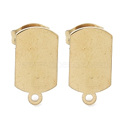 Oval Rectangle Ion Plating(IP) 304 Stainless Steel Stud Earring Findings, with Loop, Golden, 11.5x7mm, Hole: 1.2mm, Pin: 0.8x11mm(STAS-I206-123G)