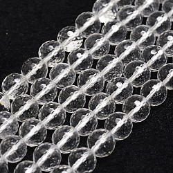 Natural Quartz Crystal Beads Strands, Rock Crystal Beads, Faceted, Round, 6mm, Hole: 1mm, about 61pcs/strand, 14.9 inch~15.1 inch(X-G-D840-11-6mm)
