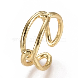 Brass Cuff Rings, Open Rings, Real 18K Gold Plated, Size 7, Inner Diameter: 17mm(X-RJEW-F105-01G)