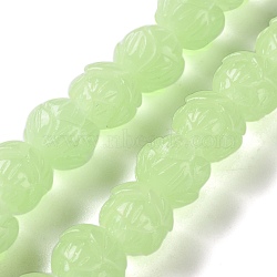 Synthetic Coral Carved Beads Strands, Dyed, Flower, Pale Green, 10x9.5mm, Hole: 1.2mm, about 19pcs/strand, 7.09''(18cm)(CORA-XCP0001-01)