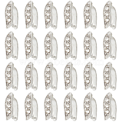 40Pcs Brass Snap on Bails, with Crystal Rhinestone, Leaf, Platinum, 12x4x8mm(KK-SC0003-55)