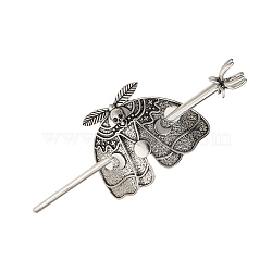 Gothic Alloy Hair Sticks, Moth, Hair Accessories for Women, Antique Silver, 129x47x63mm(PW-WGB7F1E-02)