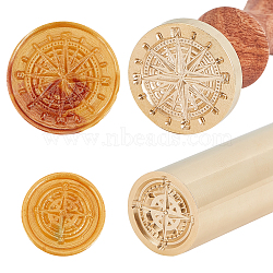 CRASPIRE 2Pcs 2 Style Wax Seal Stamp, Mini Brass Stamp Gun Wax Seal for Envelope Invitation Wedding Embellishment Bottle Decoration, for DIY Scrapbook, Brass Wax Seal Stamp and Wood Handle Sets, Compass Pattern, 1pc/style, 2 pcs(DIY-CP0006-34B)