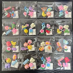 Self-Adhesive Opaque Resin Cabochons, Mixed Shapes, Mixed Color, 30~70mm, 4pcs/bag(WG84278-02)