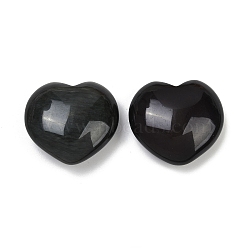 Love Heart Palm Worry Stone, Natural Obsidian Reiki Energy Stone Display Decorations, for Home Feng Shui Ornament, 25~30x28~30x10~12mm(DJEW-PW0021-14)