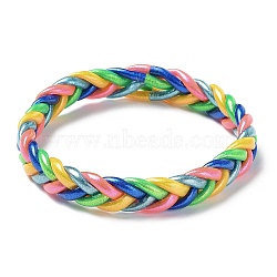 Sparkling Plastic Cord Braided Stretch Bracelets, Colorful, Inner Diameter: 2-3/8 inch(6.1cm)(BJEW-R313-04A)