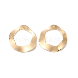 Brass Pendants, Round Ring Charm, Real 18K Gold Plated, 24.5x24x1.5mm, Hole: 1.4mm(KK-K333-17G)
