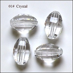 Imitation Austrian Crystal Beads, Grade AAA, Faceted, Oval, Clear, 10x13mm, Hole: 0.9~1mm(SWAR-F056-13x10mm-01)