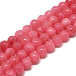 Natural Chalcedony Beads Strands, Imitation Rhodochrosite, Dyed & Heated, Round, 8~9mm, Hole: 1mm, about 45~48pcs/strand, 15.7 inch(G-S333-8mm-007)