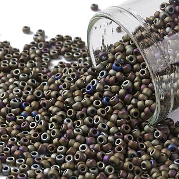 TOHO Round Seed Beads, Japanese Seed Beads, (614) Matte Color Iris Brown, 11/0, 2.2mm, Hole: 0.8mm, about 5555pcs/50g