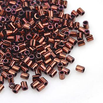 TOHO Japanese Seed Beads, Glass Bugle Beads, Round Hole, (222) Dark Bronze, 2x1.7~1.8mm, Hole: 1mm, about 6650pcs/bag, 100g/bag