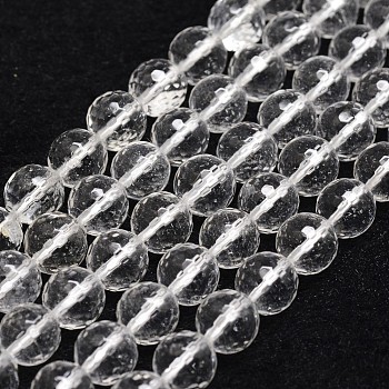 Natural Quartz Crystal Beads Strands, Rock Crystal Beads, Faceted, Round, 6mm, Hole: 1mm, about 61pcs/strand, 14.9 inch~15.1 inch