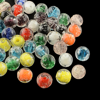 Handmade Luminous Lampwork Beads, Round, Mixed Color, 9~10mm, Hole: 1~2mm