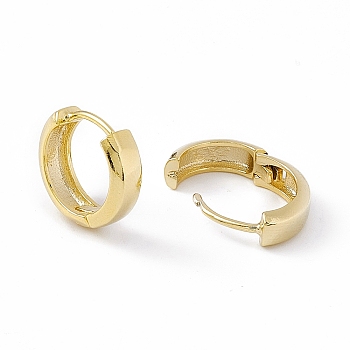 Brass Hinged Hoop Earrings for Women, Cadmium Free & Lead Free, Long-Lasting Plated, Real 24K Gold Plated, 13.5x14.5x4.5mm, Pin: 1mm
