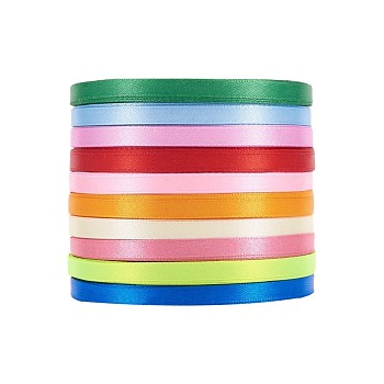 Satin Ribbon, Mixed Color, 1/4 inch(6mm), 25yards/roll(22.86m/group), 10rolls/group, 250yards/group