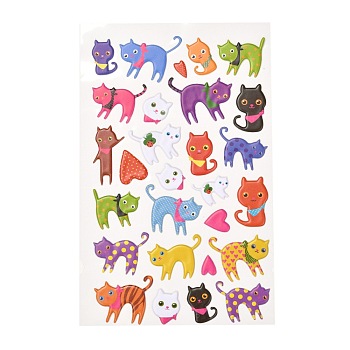 3D Cartoon PVC Bubble Stickers, for Diary, Notebooks, Cat Pattern, 10~30x6~31mm
