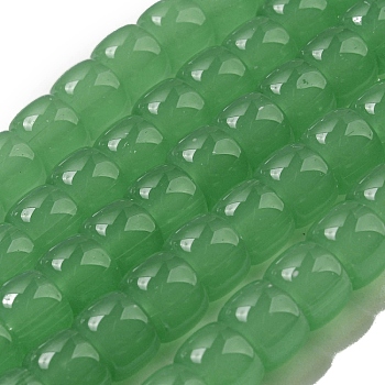 Imitation Jade Glass Beads Strands, Barrel, Medium Sea Green, 8x6mm, Hole: 1.6mm, about 61~62pcs/strand, 14.84''~15.16''(37.7~38.5cm)