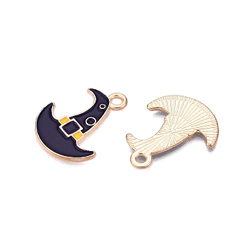 Halloween Theme Alloy Enamel Pendants, Light Gold, Hat, 23x19x1mm, Hole: 2mm