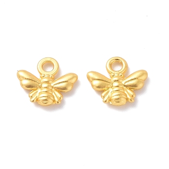 Rack Plating Alloy Charms, Cadmium Free & Lead Free & Nickle Free, Bees Charm, Matte Gold Color, 10x11x2mm, Hole: 1.6mm