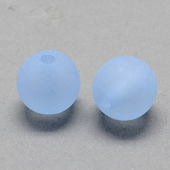 Transparent Acrylic Ball Beads, Frosted Style, Round, Light Sky Blue, 6mm, Hole: 1mm