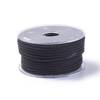 Braided Steel Wire Rope Cord, Jewelry DIY Making Material, with Spool, Black, about 5.46 yards(5m)/roll, 3mm