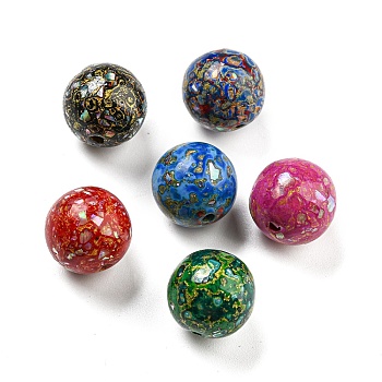 Spray Painted Natural White Shell Beads, Round, Mixed Color, 14x13mm, Hole: 2mm