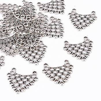 Antique Silver Tibetan Style Links, Lead Free,Cadmium Free and Nickel Free, Triangle, about 23.5mm long, 23.5mm wide, 1mm thick, hole: 1mm