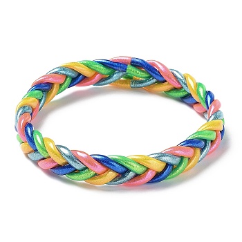 Sparkling Plastic Cord Braided Stretch Bracelets, Colorful, Inner Diameter: 2-3/8 inch(6.1cm)