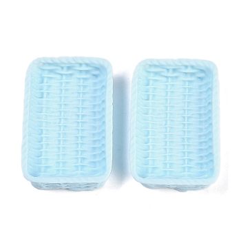 Rattan Basket Resin Cabochons, Light Cyan, 36x24x8mm