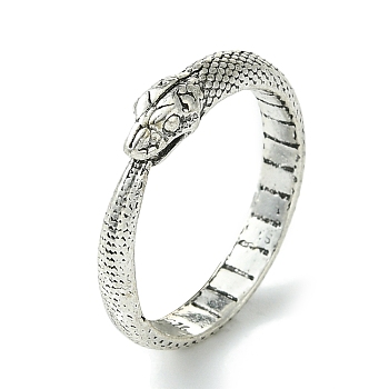 Snake Alloy Finger Rings, Lead Free & Cadmium Free, Antique Silver, 4mm, Inner Diameter: 18mm